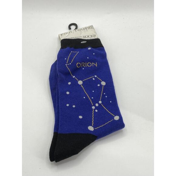 FOOT TRAFFIC Women's Blue-Black Galaxy Print Crew Socks SZ 4-10 - Picture 1 of 8